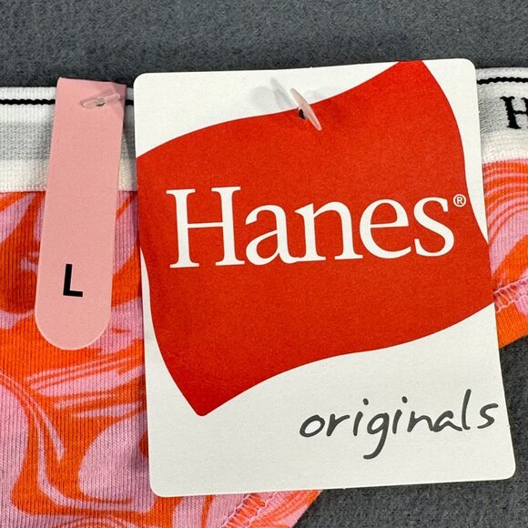 Hanes Originals Women's Size Large 7 Panty Thong Swirl Print Red Pink New - Picture 3 of 8